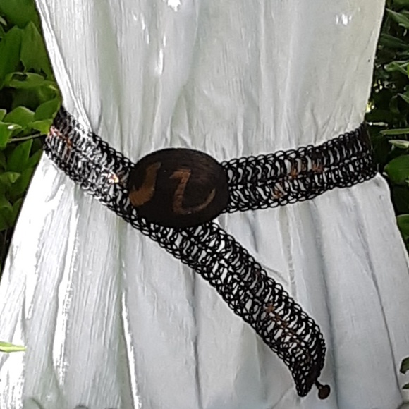Grecian One Vintage Belt Woven wire Belt Black n Copper w Tag main image 7